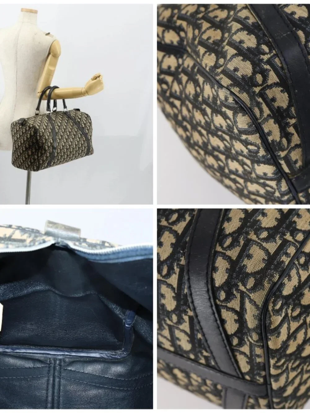 Christian Dior Trotter Canvas Boston Bag Navy Silver - Picture 15 of 15